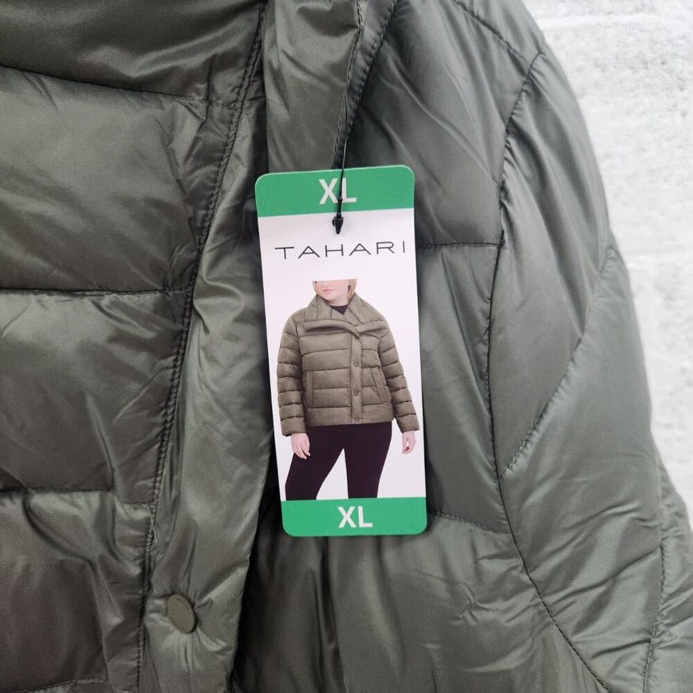 NWT Tahari Women’s Puffer Jacket Water Repellent Premium Insulation Green XL - Picture 7 of 10